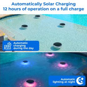 Solar Rechargeable Floating Pool Lights(2 Pack), Pool Lights that Float with Remote Control, 9 Lighting, Timing Mode