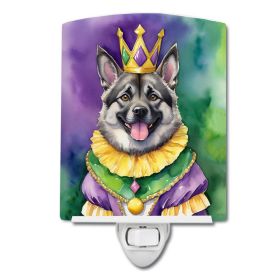 NEW Norwegian Elkhound King of Mardi Gras Ceramic Night Light Compact, UL-Certified, Ideal for Bedroom, Bathroom, Nursery, Hallway, Kitchen, 6x4x