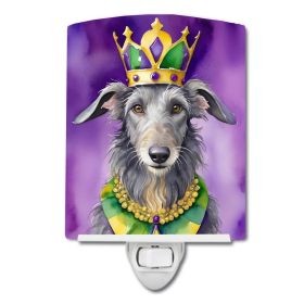 NEW Scottish Deerhound King of Mardi Gras Ceramic Night Light Compact, UL-Certified, Ideal for Bedroom, Bathroom, Nursery, Hallway, Kitchen, 6x4x