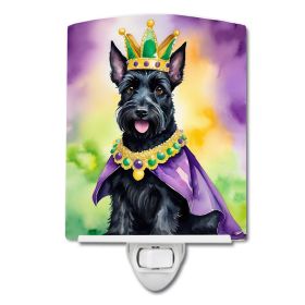 NEW Scottish Terrier King of Mardi Gras Ceramic Night Light Compact, UL-Certified, Ideal for Bedroom, Bathroom, Nursery, Hallway, Kitchen, 6x4x3