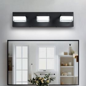 Modern Led Vanity Light for Bathroom Transparent Acrylic Matt Black 3 Light Over Mirror Vanity Light