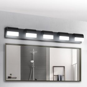 Modern Bathroom Vanity Lighting 5-Light LED Vanity Lights Over Mirror Bath Wall Lighting (Color: Black, Material: Iron)