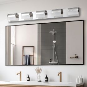 Modern Bathroom Vanity Lighting 5-Light LED Vanity Lights Over Mirror Bath Wall Lighting (Color: Chrome, Material: Iron)