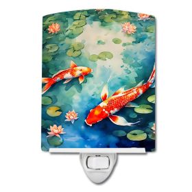 NEW Koi Fish Ceramic Night Light Compact, UL-Certified, Ideal for Bedroom, Bathroom, Nursery, Hallway, Kitchen, 6x4x3, Multicolor (Default: Default)
