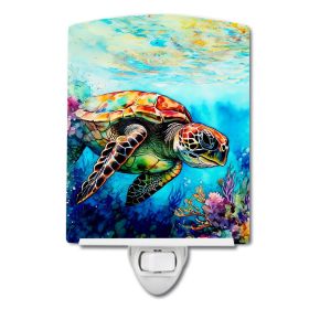 NEW Loggerhead Sea Turtle Ceramic Night Light Compact, UL-Certified, Ideal for Bedroom, Bathroom, Nursery, Hallway, Kitchen, 6x4x3, Multicolor (Default: Default)