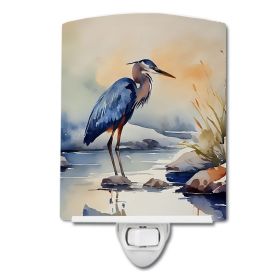 NEW Blue Heron Ceramic Night Light Compact, UL-Certified, Ideal for Bedroom, Bathroom, Nursery, Hallway, Kitchen, 6x4x3, Multicolor (Default: Default)