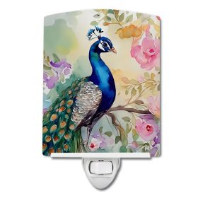 NEW Peacock Ceramic Night Light Compact, UL-Certified, Ideal for Bedroom, Bathroom, Nursery, Hallway, Kitchen, 6x4x3, Multicolor (Default: Default)