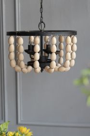 4 - Light Wood Chandelier, Hanging Light Fixture with Adjustable Chain for Kitchen Dining Room Foyer Entryway, Bulb Not Included (Color: as Pic)